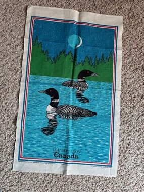 Common Loon Canada Print on textiles 27”x16.5”